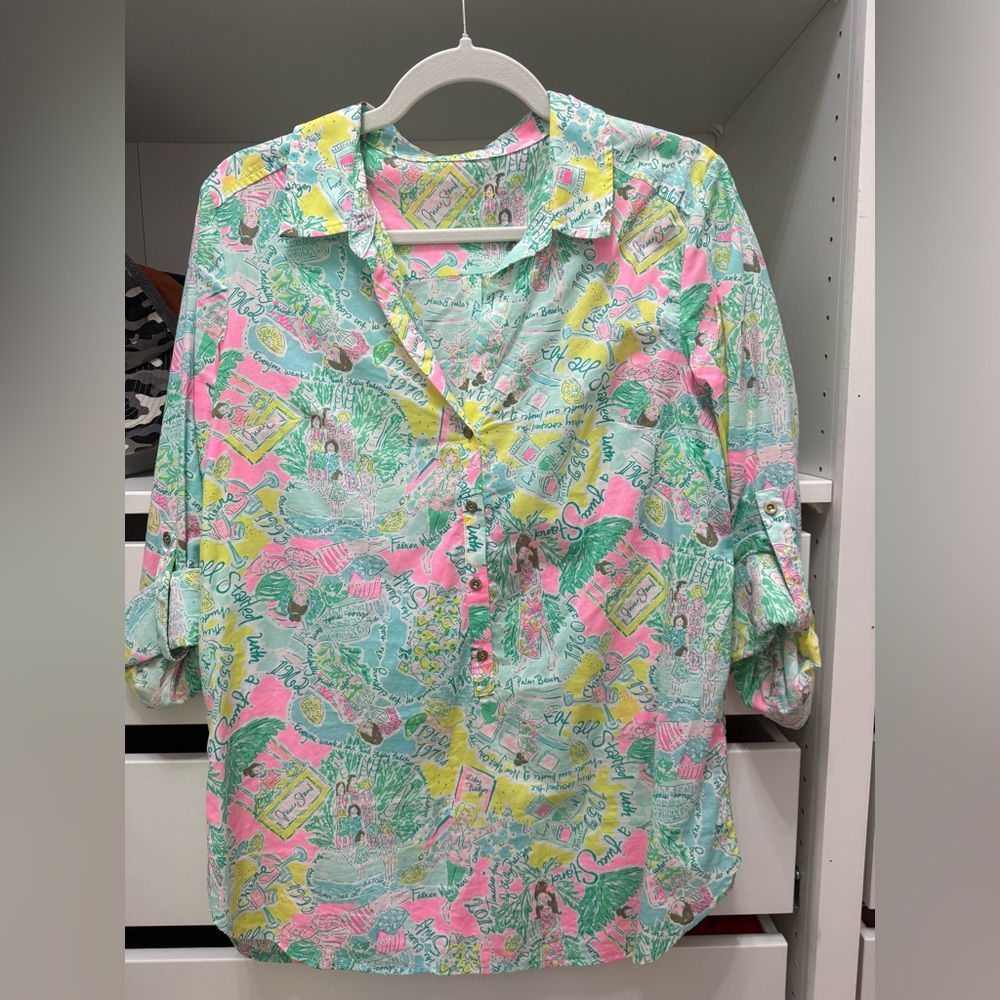 Lilly Pulitzer Pop Up In The Beginning Captiva Tunic Top Shirt Coverup SMALL